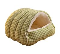 MagiDeal Abri pour Chat Winter Cave Supplies, Polyvalent, en Coton PP, avec Coussin Amovible, Lavable, Pratique, Confortable, Chaud et Doux, Green White L