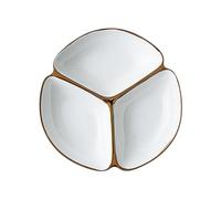 MagiDeal Assiette divisée en céramique, diamètre 22.9cm, Assiette à Compartiment, Assiette à dîner à Trois grilles pour Une Alimentation équilibrée, Adultes et, Blanc