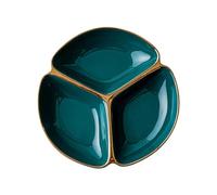 MagiDeal Assiette divisée en céramique, diamètre 22.9cm, Assiette à Compartiment, Assiette à dîner à Trois grilles pour Une Alimentation équilibrée, Adultes et, Vert