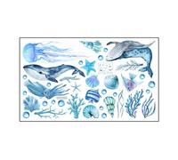 MagiDeal Autocollant mural animaux marins, algues, méduses, bulles, créatif, décoration artistique pour salle de bain, chambre d'enfant