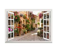 MagiDeal Autocollants muraux de fausse fenêtre, fausses fenêtres à ouverture amovibles, voie, paysage de fausse fenêtre pour décoration murale, salon, 57cmx90cm