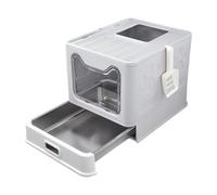 MagiDeal Bac à litière pour Chat avec Couvercle Pot pour Chat Type de tiroir Pliable à Capuchon pour Chats d'intérieur Entrée Avant Sortie supérieure Bac à, Gris