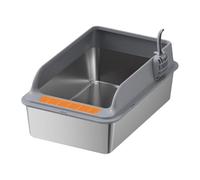 MagiDeal Bac à litière pour Chat, bac à Sable pour Chat, Semi-fermé, Facile à Nettoyer avec Une cuillère, bac à litière pour Chat, entrée Basse pour Petits et, Gris Foncé