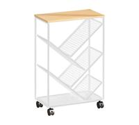 MagiDeal Bibliothèque à roulettes, Organiseur d'albums, étagère Mobile, Chariot pour Chambre d'enfant, Salon, Bureau, Maison, Blanc