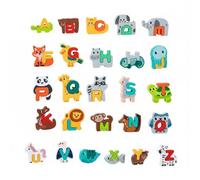 MagiDeal Blocs d'apprentissage Enfants Puzzle Lettres Animaux Dinosaures Éducatif en Bois pour Compter de 1 à 20 et Enrichir Le Lexique avec Assemblage Formes, Multicolore Animaux Et Lettres