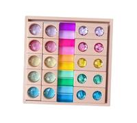 MagiDeal Blocs de construction en bois acrylique, pierres précieuses colorées, jeu libre, cadeau idéal, jouet éducatif avec plateau de rangement, jeu