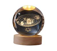 MagiDeal Boule de Cristal veilleuse Lampe de Chevet LED pour Chambre Bureau décoration Ornement, Système Solaire