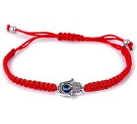 MagiDeal Bracelet à breloques Kabbale contre le mauvais œil pour la protection et la chance - Réglable - Tissé à la main - Bracelet d'amitié - Bijoux amulette (œil rouge)