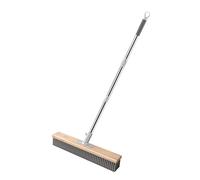 MagiDeal Brosse à récurer en fil d'acier inoxydable avec long manche, balai d'extérieur robuste et efficace, brosse anti-mousse pour terrasse, 40cm