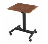 MagiDeal Bureau Réglable en Hauteur Table de Bureau à roulettes Table Informatique Manivelle pour Réglage Plateau Plan 60x52cm Base Solide Adapté au Poste de, Noyer + Cadre Noir, Chinois