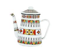 MagiDeal Cafetière En émail, Chaudière à Eau Chaude Florale avec Poignée, Bouilloire à Café de Camping, Bouilloire à Thé D'eau Chaude pour La Maison, Cuisinièr, Blanc 1,5L