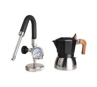 MagiDeal Cafetière italienne, machine à expresso avec générateur de vapeur, pot à mousse de lait vapeur pour latte, Noir
