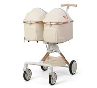 MagiDeal Chariot Transport pour Animaux à ux Compartiments Matelassés avec Socle à Quatre Roues et Couvercles Zippés pour Rangement à Domicile et Sorties en Extérieur, Array, color to 1