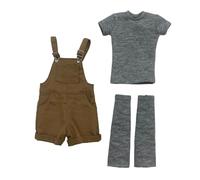 MagiDeal Combinaison Courte 1:6 avec Haut et Chaussettes Mollet, Tenue en Tissu réaliste, Mini Short, Barboteuse, Salopette pour modèle de poupée de 12 Pouces, Brun