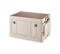 MagiDeal Conteneur Extérieur Pliant Boîte de Rangement Coffre Organisateur Table Pliable Surface Aspect Bois Pliage Compact Accès Frontal Panière Latérale