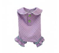 MagiDeal Coton pour Animaux Combinaison Robe Tenue Look Chic avec Col Chemise et Volant Structure Couvrante pour Allure Coordonnée Adapté aux Promenades, Purple, M