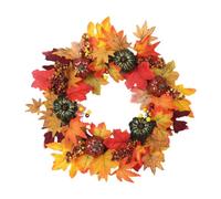 MagiDeal Couronne d'automne avec feuilles d'érable artificielles et citrouilles, idéale pour décorer une porte, un mur, une fenêtre ou un porche le