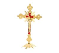 MagiDeal Debout en métal Catholique Chrétienne Église Décoration Chapelle Croix Crucifix, Argent