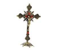 MagiDeal Debout en métal Catholique Chrétienne Église Décoration Chapelle Croix Crucifix, Bronze