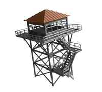 MagiDeal Diorama de tour de guet à l'échelle 1/64, décor pour table de sable, simulation de tour de sécurité ferroviaire compacte, accessoire de décor, Gris et Brun