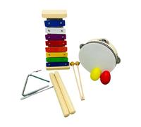 MagiDeal Ensemble 5 Instruments Musique en Bois pour Enfants : Xylophone, Triangle Moderne, Cloche et Maracas. Idéal pour Les fêtes d'enfants 1 à