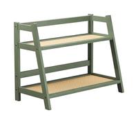 MagiDeal Étagère à double couche en bambou pour pots de fleurs, décoration d'intérieur, rangement décoratif pour bureau, assaisonnements, pour salon, Green S