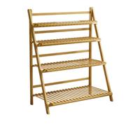 MagiDeal Étagère Pliante Présentoir Plante Support Fleur Rack Bambou Modulable avec Quatre Tablettes et Stabilisation Arrière pour Objets et Petits Pots Adaptée Pièce à Vivre Bureau