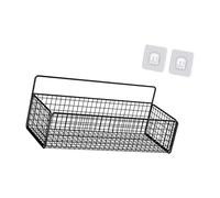 MagiDeal Étagères murales, panier mural suspendu pour le stockage, décoration de ferme, en fil métallique pour la cuisine, Fruits, légumes, Noir L avec autocollant