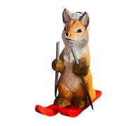 MagiDeal Figurine d'animal sculptée, ornement de table représentant un skieur, petite statue en bois sculpté pour salon ou étagère, Renard Jaune
