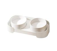 MagiDeal Gamelles surélevées en céramique pour Chat, gamelle surélevée, Ensemble de gamelles pour Chien, Ensemble de gamelles Doubles antidérapantes pour, Blanc