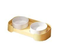 MagiDeal Gamelles surélevées en céramique pour Chat, gamelle surélevée, Ensemble de gamelles pour Chien, Ensemble de gamelles Doubles antidérapantes pour, Jaune