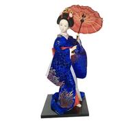 MagiDeal Geisha japonaise de 12 pouces, poupées de Geisha japonaises ethniques, figurines miniatures, statue de dame, poupée de Geisha asiatique, pour la, bleu foncé