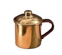 MagiDeal Gobelet en Laiton avec Couvercle Gobelet Tasse Mug Récipient en Poli Poignée Ergonomique Couvercle à Bouton Capacité 301-400 Ml Convient à Salle de Repos Bureau, Laiton, 301-400ml