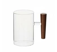 MagiDeal Gobelet Résistant à la Chaleur Mug Coupe Verre Borosilicate Supporte Ébullition et Glace Poignée Bois Confort Stable Surface Lisse Adapté au Bureau, Tasse Poignée Bois