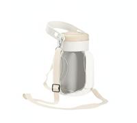 MagiDeal Gourde Chien Bouteille Animaux Distributeur Eau Gobelet Pliant en HIPS avec Sangle Attachable pour Transport Facile Road Trip Séjour en Plein Air Entraînement, Blanc Lune, 1000ml