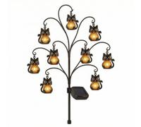 MagiDeal Halloween Lampe d'Allée Solaire Extérieure Balise Éclairage de Jardin Lanterne Décorative Silhouette Arborescente et Chaleureuse Convient aux Chemins, Chat Noir