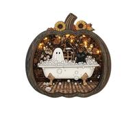 MagiDeal Halloween Puzzle Display Citrouille Bois Décoration Plaque Puzzle Présentoir Base Stable Panneau Double Couche Motifs Intérieurs Superposés Esprit, Size to 1, Style to 1