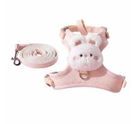 MagiDeal Harnais de Sécurité pour Chien Harnais Veste Laisse Ensemble Collier Réglable Tissu Gilet Confort sans Frottements pour, Rose, Lapin Rose, S Recommandé 0,9-2,7 Kg
