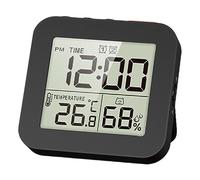 MagiDeal Horloge de Salle de Bain, Minuterie de Douche Numérique pour Salle de Bain, Horloge Murale de Cuisine avec Alarme, Minuterie Tactile étanche Portable, Thermomètre Intérieur, Hygromètre, Noir