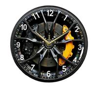 MagiDeal Horloge Murale 2D en Forme de moyeu de Roue de Voiture, avec de Grands Chiffres Arabes, silencieuse et décorative, en Acrylique. Idéale pour Un