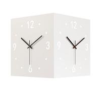 MagiDeal Horloge Murale d'angle Double Face avec transducteur de lumière, Horloge d'angle en métal, silencieuse, pour Salon, Bureau, Restaurant