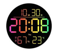 MagiDeal Horloge murale numérique avec veilleuse, mois, date, semaine, heure d'été 12/24 h, à suspendre, avec télécommande, réveil pour salon, bureau
