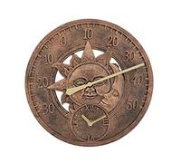 MagiDeal Horloge Murale Ronde étanche Affichage de la température Non tic Silencieux intérieur extérieur 30 cm Montres suspendues pour Porche Salon Chambre