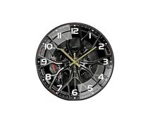 MagiDeal Horloge Murale silencieuse, sans, Motif moyeu de Roue de Voiture 2D, décorative pour Chambre, Restaurant, Bar, Maison ou Cuisine, Noir