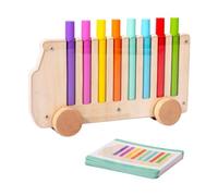 MagiDeal Jeu d'insertion de bâtons de bus en bois, jouet d'apprentissage précoce de la motricité fine, jeu de correspondance des couleurs, de puzzle,