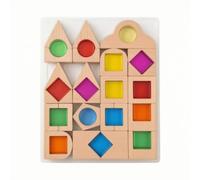 MagiDeal Jouet de Construction Enfant Blocs Pièces Formes Set avec Centres Acryliques Transparents en Hêtre Lisse Favorise Empilement Équilibre et Motricité