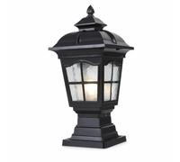 MagiDeal Lampe de Pilier Extérieur Lanterne Éclairage Borne Applique Structure en Aluminium IP55 avec Panneaux en Verre Sécurité et Nocturne Adaptée aux , Noir , Grand