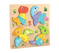 MagiDeal Les couleurs de puzzles en bois formes cognitives de développement du jeu dessin animé jouets éducatifs puzzle en bois pour 1 2 3 ans bébé, Dinosaure