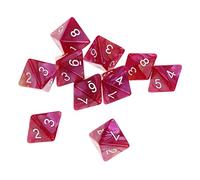 MagiDeal Lot 10pcs Dés 8 Faces de Couleur D8 Dice Poliédrique en Acrylique pour D&D TRPG Jeux de Table - Violet Rouge