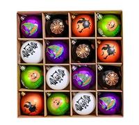 MagiDeal Lot de 16 Boules Colorées à Suspendre pour Halloween, 6 cm, Boules de Noël à Suspendre, Incassables, Boules de Décoration d'halloween à Suspendre pour Club, Maison, Thanksgiving, Fête